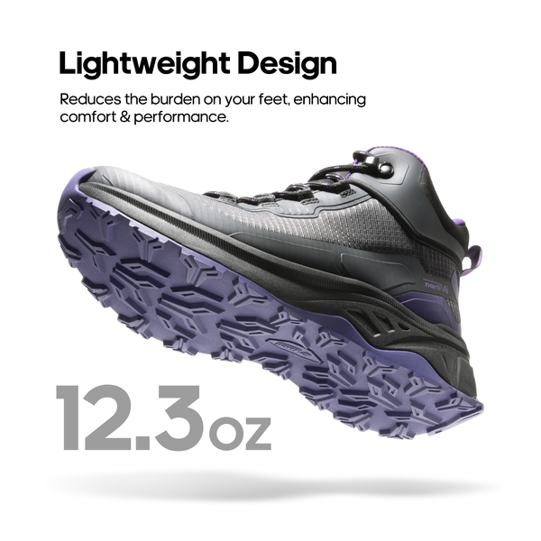 Women's Water-Resistant Lightweight Hiking Boots - BLACK/PURPLE - 2
